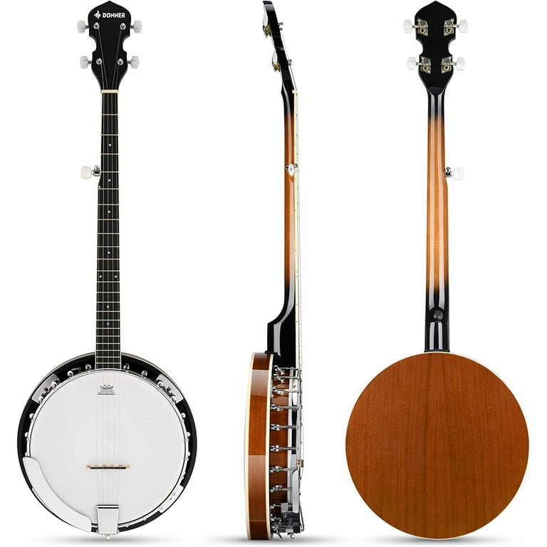 Donner Banjo Full Size 5 String Tenor Banjolele Guitar with Banjo Kit Tuner Gig Bag Stringed Musical Instruments for Adult Beginner DBJ 200