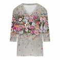 thumbnail image 4 of WILLBEST T Shirts for Women Trendy Graphic Womens Sleeve Flower Print V Neck Comfortable Casual Fashion T Shirt Tops, 4 of 5