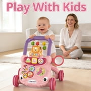 JoyStone Baby Walker with Music Piano and Activity Toys, Educational Push Walker for Infants 6-12 Months (Pink)