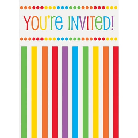 Rainbow Birthday Invitations, 8pk (Best 40th Birthday Invitations)