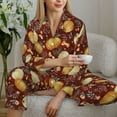 thumbnail image 6 of Salouo Pumpkin Leaf Daisy Pattern Women's Pajamas Set Long Sleeve Button Down Sleepwear Soft Pj Lounge Sets for women 2 Piece Pjs Set with Long Pants-XX-Large, 6 of 7