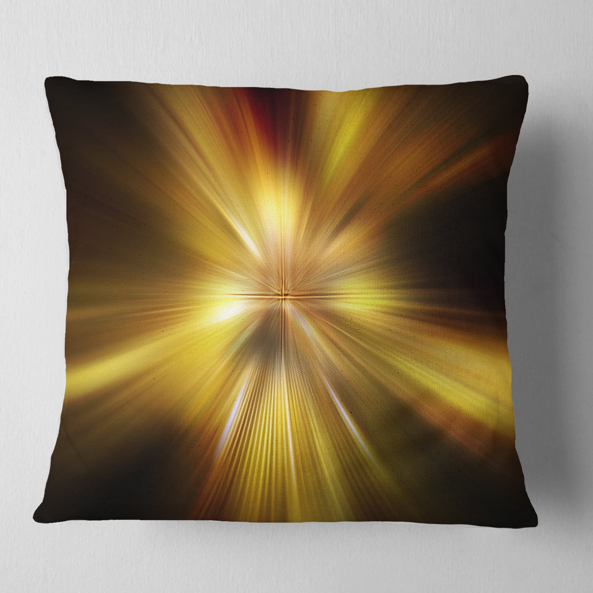 Designart Explosion of Golden Hue - Abstract Throw Pillow - 18x18