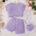 thumbnail image 6 of WOYY Toddler Girls Summer Outfits Puff Short Sleeve T Shirt Shorts Bag 3Pcs Set, Sizes 3-4T, 6 of 8