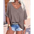 thumbnail image 4 of Camisetas de Gran Tamaño para Mujer, Cuello en V, Corta, Camisetas Holgadas Informales de Verano. Marrón M, 4 of 9