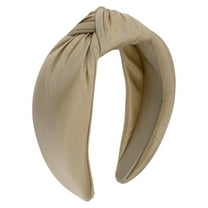 Unique Bargains 1 Pc Solid Tie Wide Headbands for Women Champagne