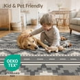 thumbnail image 4 of ODIKA 4'x6' Gray Cream Oak Geometric Design Washable Area Rug Intricate Pattern with Machine Ease for Bedroom, Reading Nook, Pet Friendly & Non-Shedding, 4 of 7