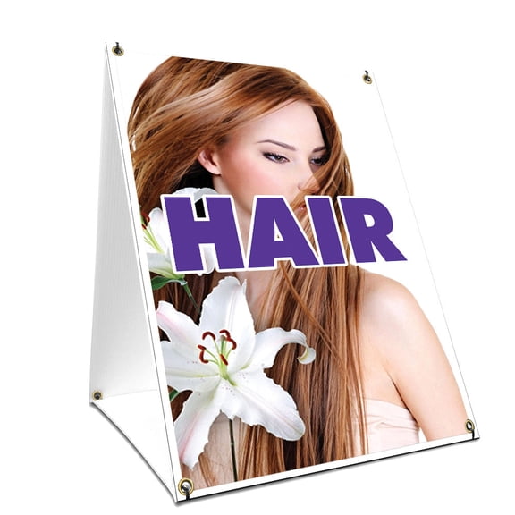 A-frame Sidewalk Hair Sign With Graphics On Each Side | 24" X 36" Print Size