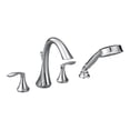 thumbnail image 2 of Moen Eva Chrome Two-Handle Deck Mount Roman Tub Faucet Trim Kit with Single Function Handshower, Valve Required, 2 of 5