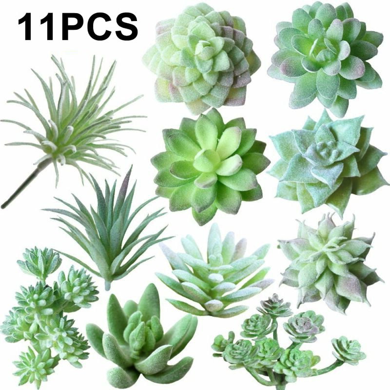 11x Artificial Mini Cactus Succulent Flowers Fake Green Plant Home Office Decor