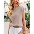 thumbnail image 4 of Short Sleeve Womens One Shoulder Sweater Tops Casual Loose Knit Going Out Shirt, 4 of 6