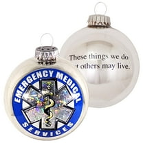 Christmas by Krebs EMS Seal Tribute Glass Christmas Ornament 3.25"