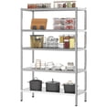 thumbnail image 1 of 5-Tier Stainless Steel Bakers Rack - Kitchen Storage Shelf, Silver, 35.8" x 15.7" x 54.7" - Adjustable Height for Pantry, Living Room & Office Organization, 1 of 7