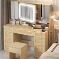 thumbnail image 1 of Ktaxon Large 47.24" Makeup Vanity Table Set with Hidden Storage, 9-Drawer Dressing Table, Bedroom Makeup Table, Natural, 1 of 11