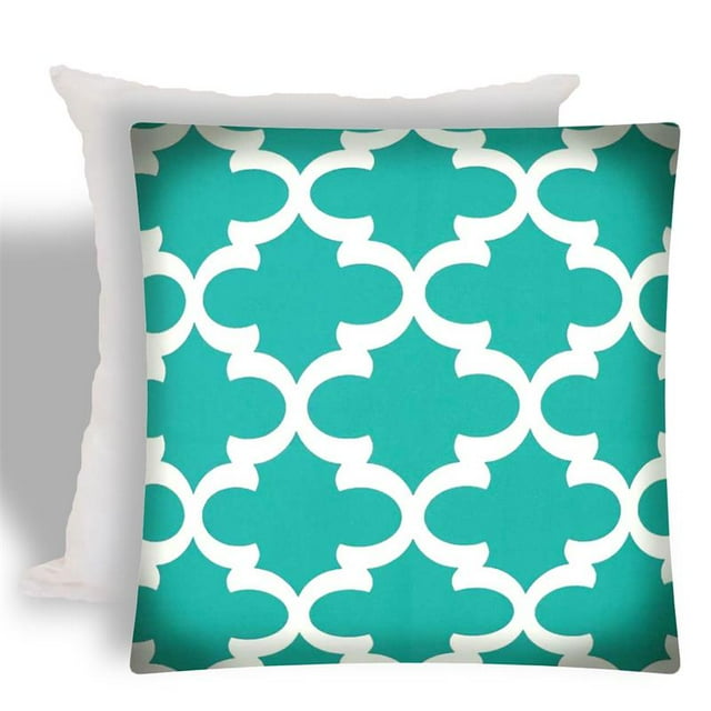 Flannigan Indoor/Outdoor Zippered Pillow Cover with Insert - Turquoise Fabric