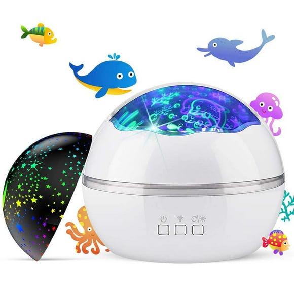 Baby Kids Night Light Projector, Ocean Constellation Night Lights Projector Lamp, Rotating and Colorful Mood Nursery Soother Light for Baby Kids Boys Girls Toddlers Adults in Bedroom
