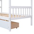 thumbnail image 2 of Creativity House Bed Twin Size with 2 Wood Drawers for Boys Girls, Wood Platform Bed Frame with Roof No Box Spring Needed White - Twin, 2 of 5