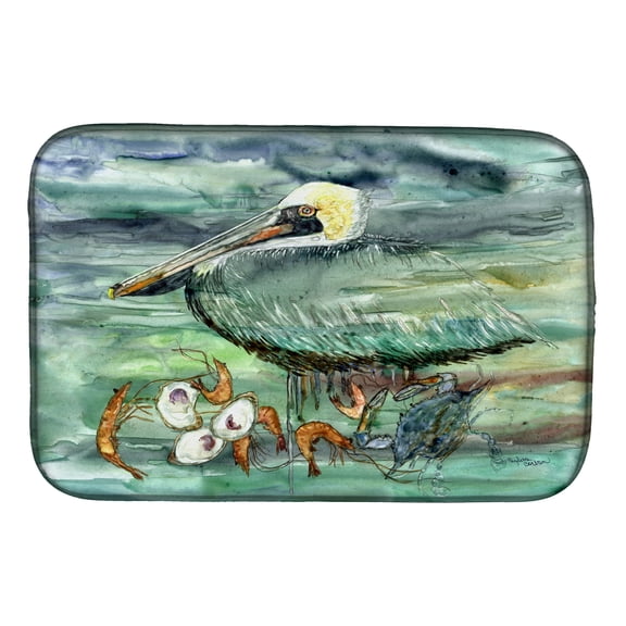 Watery Pelican, Shrimp, Crab and Oysters Dish Drying Mat