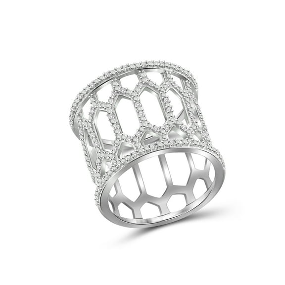 JewelersClub Sterling Silver 0.15 Carat White diamond Open Ring for Women | Diamonds for Everyday Womens Wear