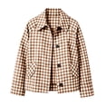 thumbnail image 7 of TGSLY Women's Checkered Cropped Jacket Causal Collared Button Down Gingham Coat Loose Fit Long Sleeve Trendy Street Fall Winter Outerwear with Pockets S, 7 of 7