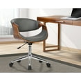 thumbnail image 2 of Armen Living Geneva Mid-Century Office Chair in Chrome finish with Gray Faux Leather and Walnut Veneer Arms, 2 of 8
