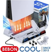BEBONCOOL PS5 Vertical Stand with Cooling Fan for PS5, Dual Controller Charger Station for Playstation 5 PS5 Console,PS5 Cooling Stand with Controller Charger&10 Game Storage&Headphone Hook
