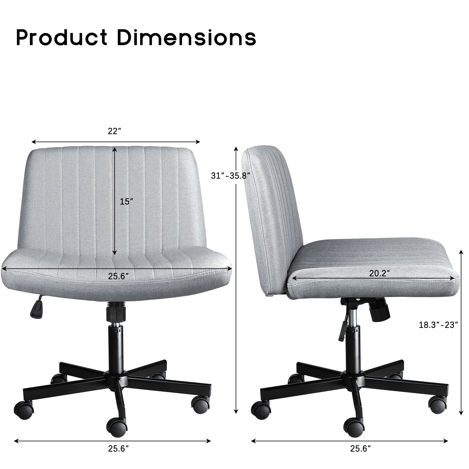 VITESSE Criss Cross Adult Foam Wide Seat Backrest Ergonomic Desk Chair, Gray