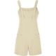 thumbnail image 1 of Gibobby Monos de Moda Mono corto con cuello redondo y bolsillo para mujer(Beige， XXXXL), 1 of 5