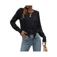 thumbnail image 3 of One opening Women Solid Color Knitwear Long Sleeve Round Neck Fringe Decoration Hole Cutout Loose Sweater Tops, 3 of 7