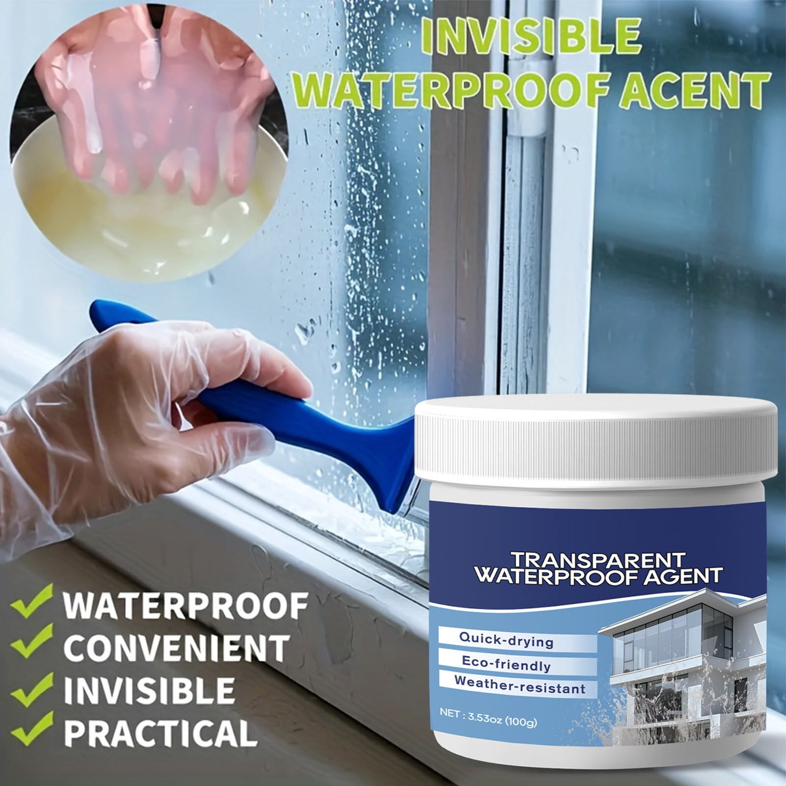 Eoozwa Clear Waterproof Sealant Transparent Protective Coating For Roof Walls Wood Concrete Metal Easy Brush Spray Application Weatherproof