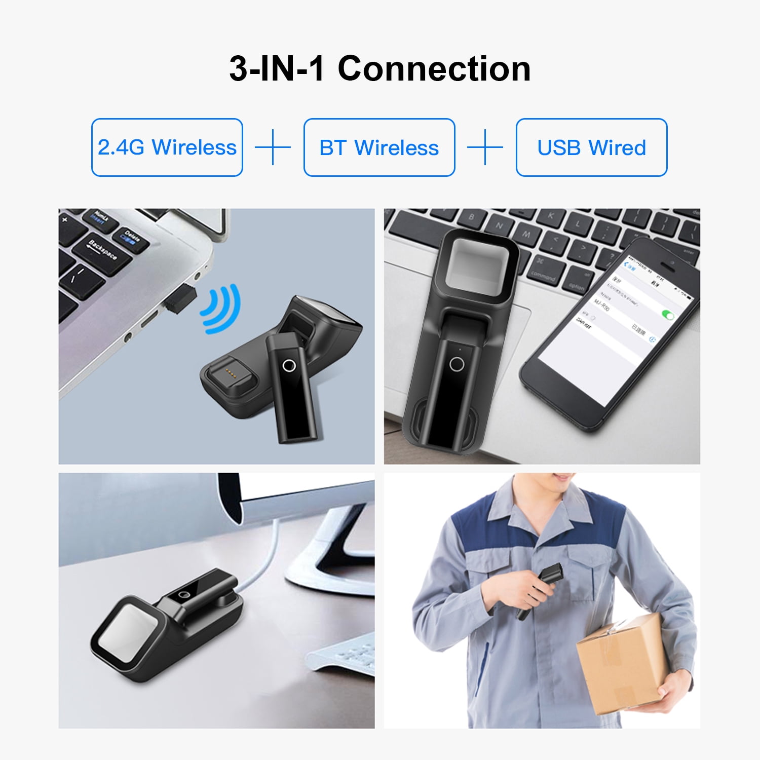 Nishore Barcode Scanner,Handheld 1d/2d/qr Bar Code Support Bt 1d/2d/qr Bar Code Bar Code Support Usb Wired With 3-in-1 Scanner Handheld Compatible With Windows With Windows Android Supermarket Hxber