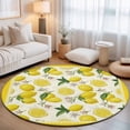 thumbnail image 3 of Yellow Lemon Area Rugs 3.3' (Round) Floral Leaf Summer Fruit Farmhouse Pastoral Floor Rug&nbsp;Non Slip Low Pile Ultra Soft Throw Carpet for Entryway Indoor Entrance Kitchen Bathroom, 3 of 9