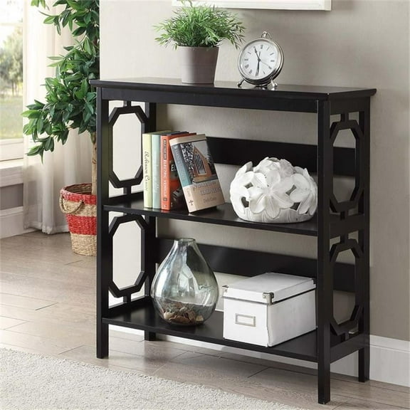 Pemberly Row Two-Shelf Bookcase in Black Wood Finish