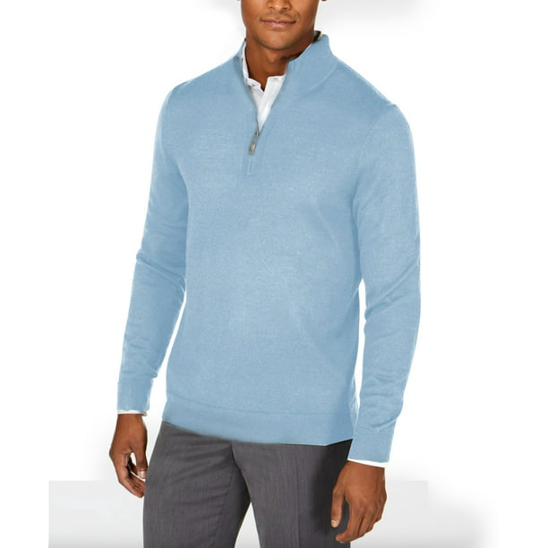 berolige Ray toksicitet Club Room Men's Quarter-Zip Merino Wool Blend Sweater (Blue, S) -  Walmart.com