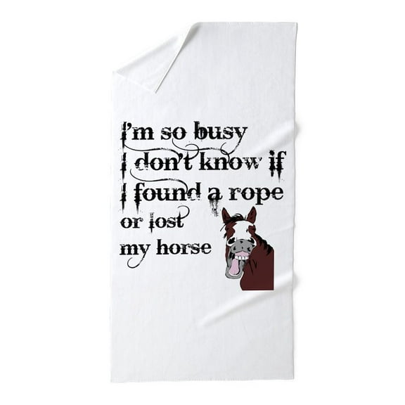 CafePress - Busy Horse Owner Stress Quote Funny Cartoon Beach - Large Beach Towel, Soft 30"x60" Towel with Unique Design