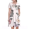 thumbnail image 1 of Fotbe Beautiful Butterfly Vestido Largo de Moda para Mujer, Vestido Tipo Camiseta con Manga Corta y Estilo Casual a Rayas y Bloques de Color, 1 of 6