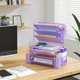 thumbnail image 6 of 7 Tier Desk File Organizer, Letter Tray Paper Organizer with Pen Holder and Metal Hanging Basket, Purple, 6 of 6