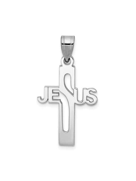 Sterling Silver Rhodium-plated Jesus Cross Extra Small Pendant