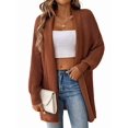 thumbnail image 2 of Women'S Fall Winter Solid Color Casual Oversized Long Sleeve Chunky Knit Cardigan Sweater Jacket Brown One size, 2 of 9