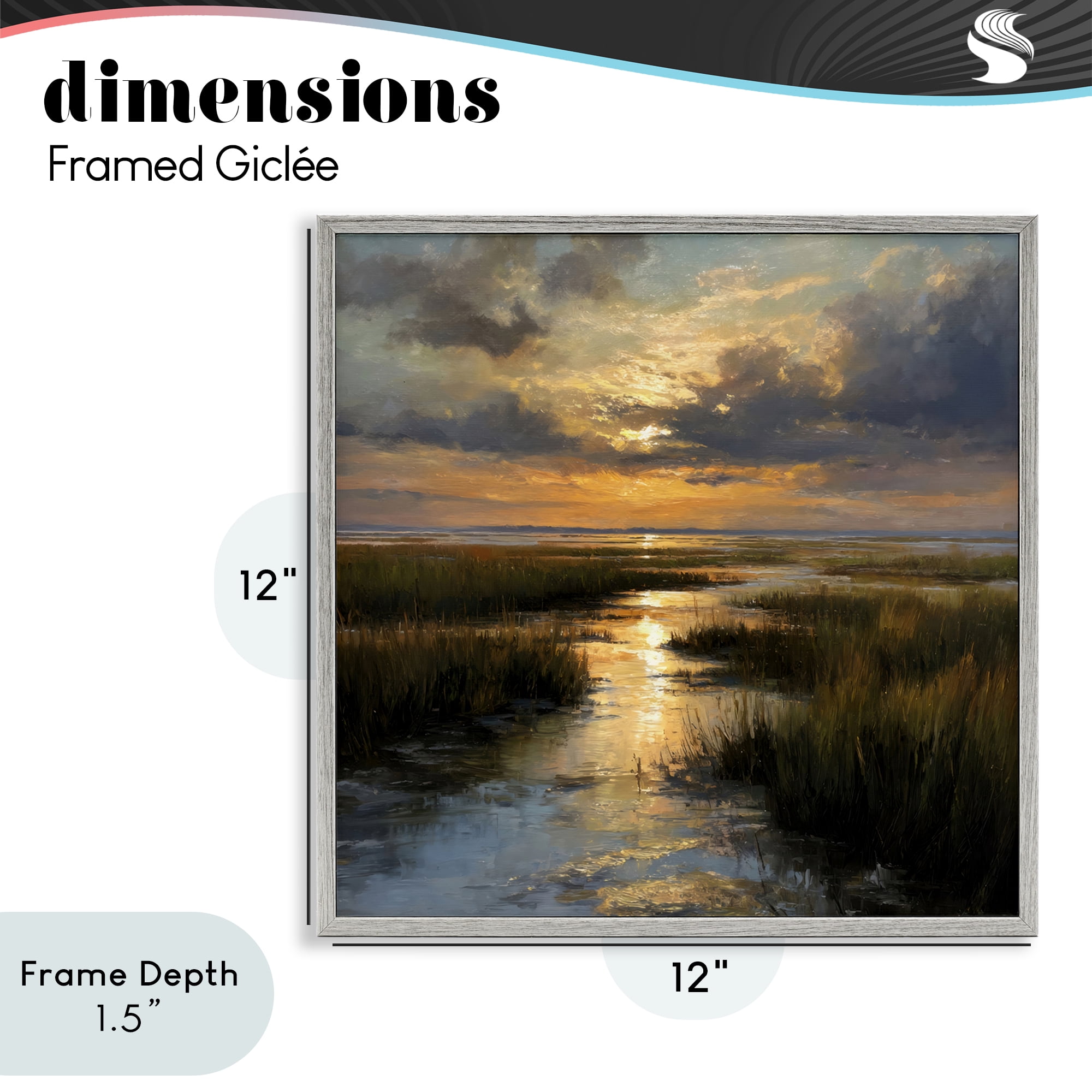 Stupell Industries Sunset Over Marshland Gray Framed Giclee Art, design by Petal Prints Design