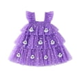 thumbnail image 3 of Wilark Toddler Girls Halloween Dresses Cute Trendy Lightweight Square Neck Flutter Sleeve Festival Party Dresses Purple 3 T, 3 of 9