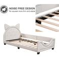 thumbnail image 5 of Cute Twin Size Upholstered Daybed, Wooden Platform Bed Frame with Carton Ears Shaped Headboard, Lively Design Daybed with Rails for Girls Boys Teens Bedroom, No Box Spring Needed, 5 of 7