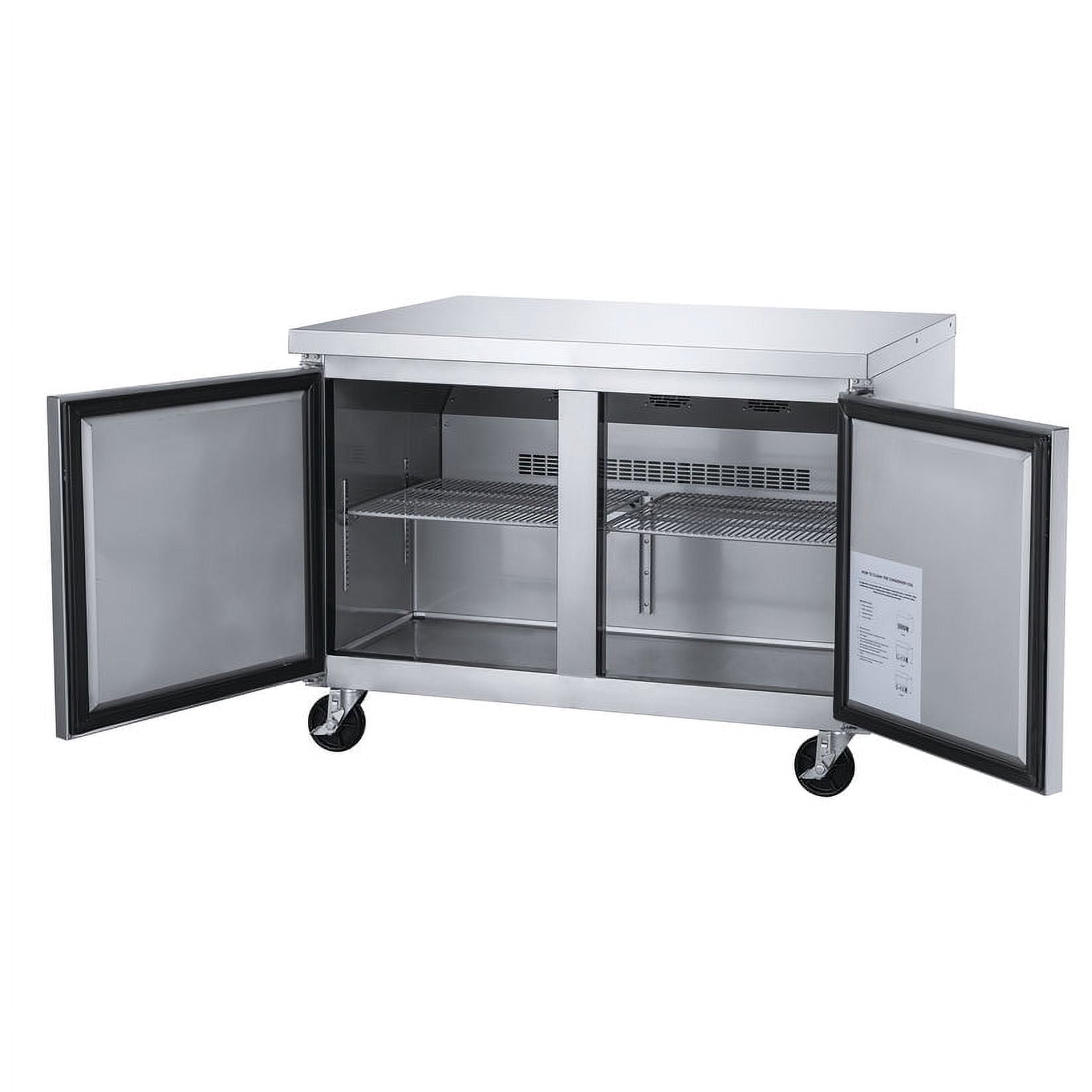 60 in. Two Door Commercial Undercounter Freezer in Stainless Steel 15.53 cu. ft.