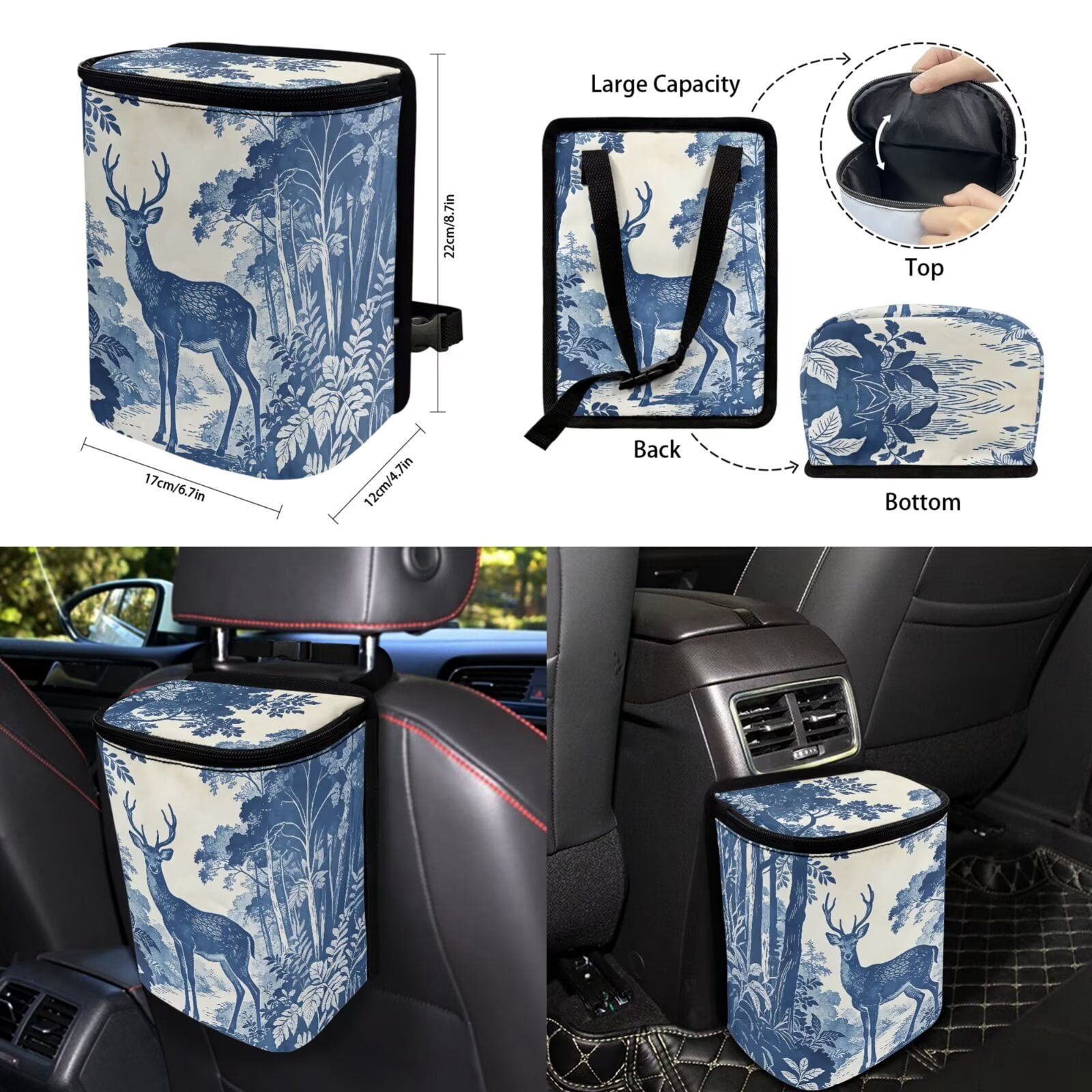 Chririnla Deer Tree Car Accessories Full Set Pack of 14 Breathable Car Front Back Seats Covers Sets with Gear Shift Pad, Shoulder Pads, Steering Wheel Cover, Auto Interior Essentials