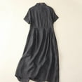 thumbnail image 5 of Zpanxa Casual Shirt Dress Women Linen Cotton Full Button Down Lapel Collar Loose Fit Tunic Office Day Dress, 5 of 6