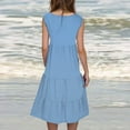 thumbnail image 4 of Zunfeo Sundress for Women 2025 Ruffles Casual Summer Dress Sleeveless A-line Beach Dress for Vacation Blue 2XL, 4 of 6