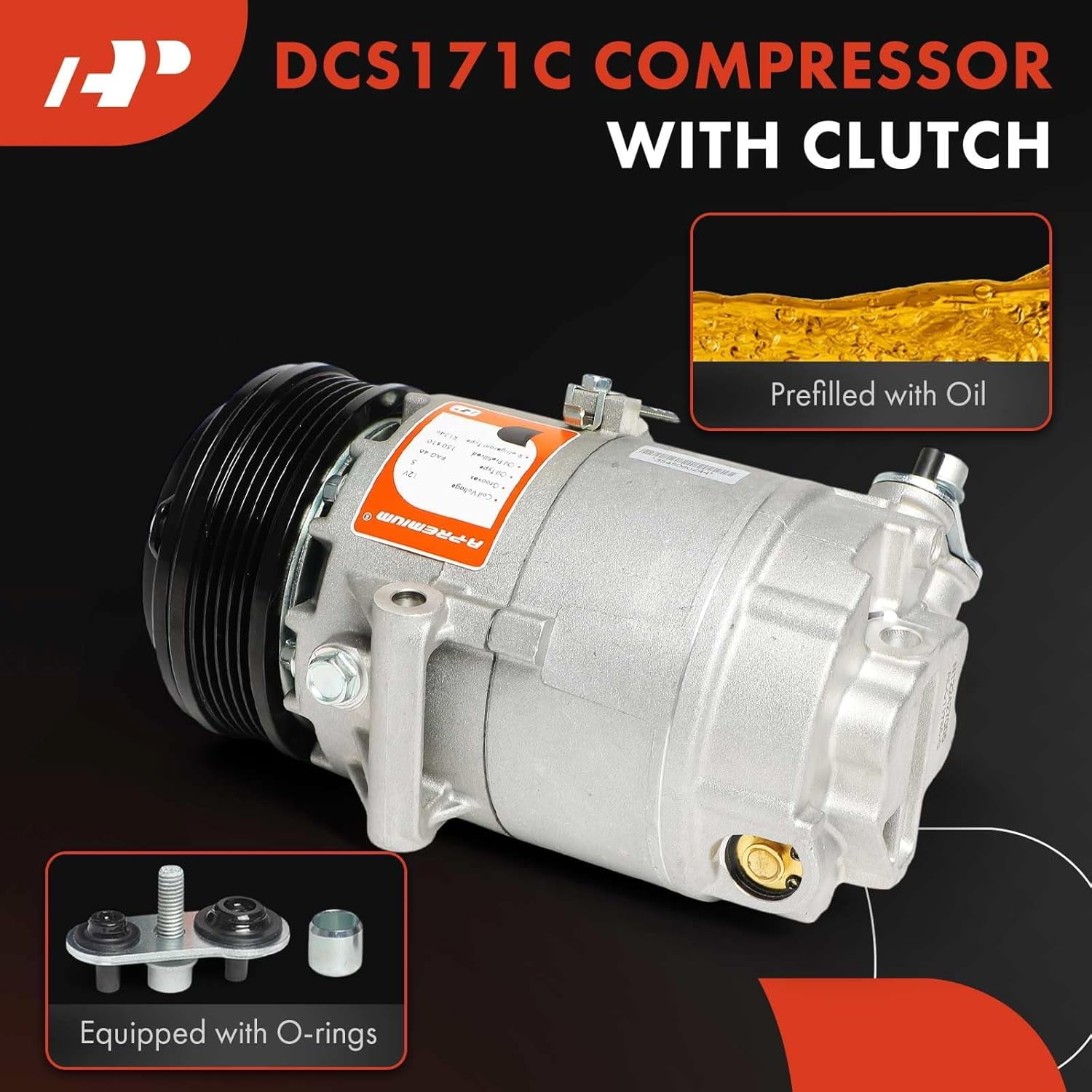 A-Premium Air Conditioner AC Compressor with Clutch Compatible with Chevrolet Corsa 2003-2008, Tornado 2004-2010, 1.8L
