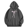 thumbnail image 6 of Puliio Women's Oversized Pullover Hoodie Bow Graphic Print Soft Long Sleeve Pocket Sweatshirt, 6 of 7