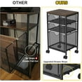 thumbnail image 6 of Rolling File Cart with 3 Storage Drawers, Wood & Mesh Hanging File Folder Organizer with Wheels Under Desk, File Cabinets for Home Office, 11.81"D x 14.8"W x 25.39"H, Black, 6 of 6