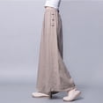 thumbnail image 5 of Pantalones anchos finos de algodón y lino para mujer, pantalones hasta el tobillo holgados y transpirables de cintura alta para primavera y verano, pantalones de pierna ancha para mujer, 5 of 5