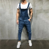 Jacenvly Cargo Pants for Men Long High Waisted Pocket Plain Mens Pants Bib Overalls Casual Ripped Jumpsuits Rompers
